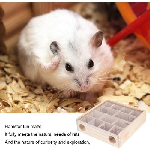 Natural Wooden Maze Tunnel Hamster Toy with Cover Mice Pet Activity Sport Labyrinth Intelligent Interactive Play Training Toys