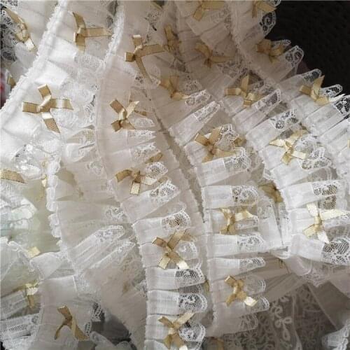 LASUI 3 meters=1 lot High grade White snow yarn 3D bow lace trim DIY Skirt dress doll Sewing Craft For Costume Decoration 0332