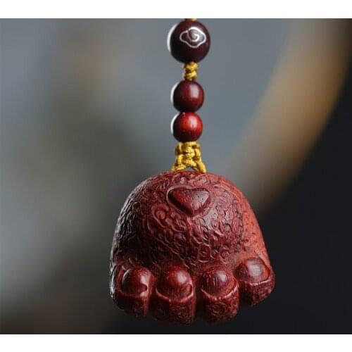 Lobular Rosewood Real Wood Wood Sculpture Lucky deduction Animal Sculpture Cats Claw Wood Statue Lovely Bag Pendant Feng Shui