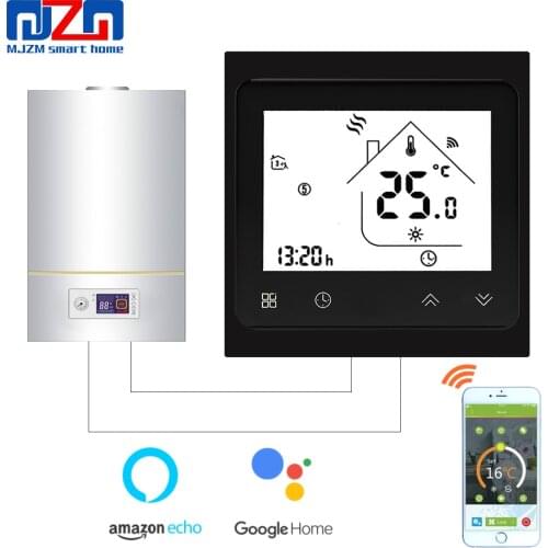MJZM BGL-002-WiFi Thermostat Temperature Controller LCD Touch Screen for Gas Boiler Heating Works with Alexa Google Home