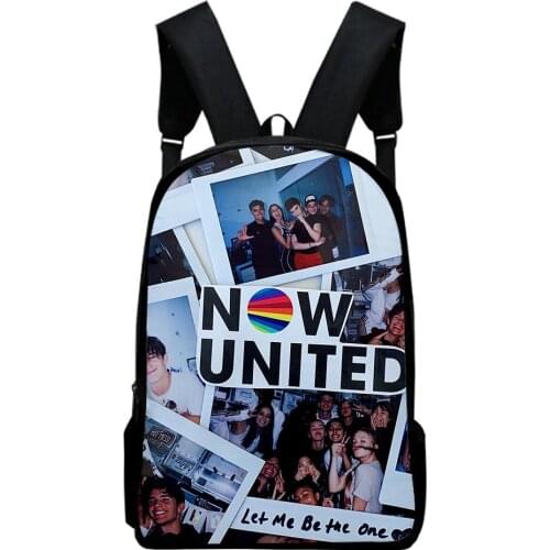 Now United merch Fashion Oxford Cloth Shoulder Backpack Printed Multi Zipper Pack Casual Student School Bag