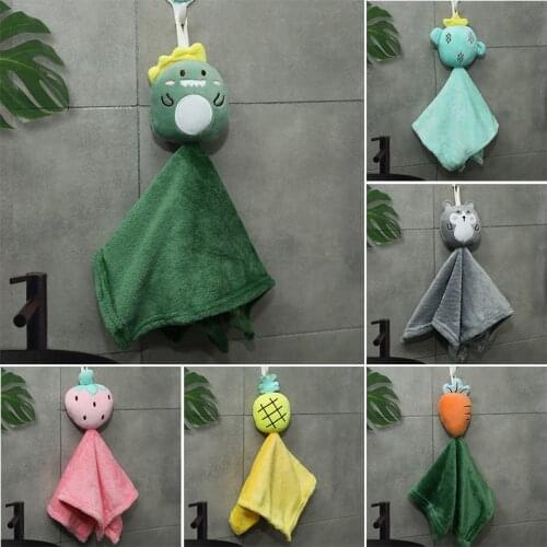 Cartoon husky/dinosaur Hand Towel kids Microfiber Hand Dry Towel For Soft Plush Fabric Absorbent Hang Towel Kitchen Bathroom Use