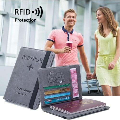 Men RFID Vintage Business Passport Covers Holder Multi-Function ID Bank Card PU Leather Wallet Case Travel Accessories