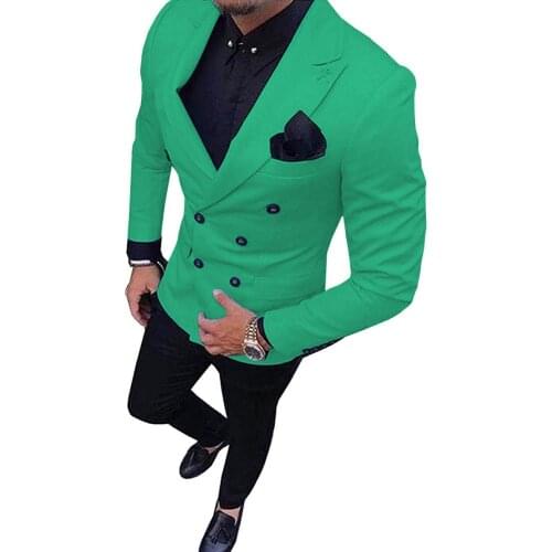 2 Pieces Green Summer Men Suits Peak Lapel Weeding Suits For Men Slim Fit Mens Prom Tuxedos Blazer Groom Suit Costume Hommes