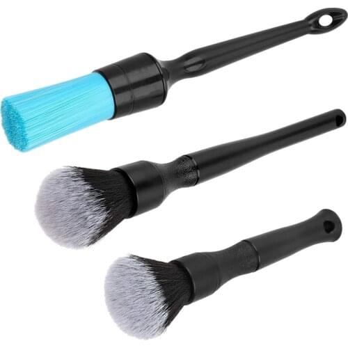 3 Pcs Car Detailing Brush Set, Auto Detail Brush Kit for Cleaning Air Vent Engine Bay Emblems Dashboard Seat