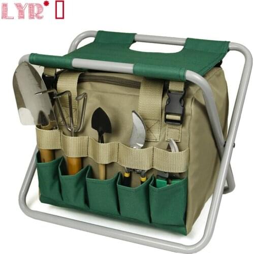 Outdoor Detachable Garden Tool Folding Stool Garden Tool Storage Bag Gardening Stool Multifunctional Folding Stool