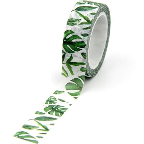 New 1PC 15MM*10M Green Tree Leaves Washi Tape Wide Sticky Adhesive Tape Album DIY Decorative masking tape scrapbooking tapes