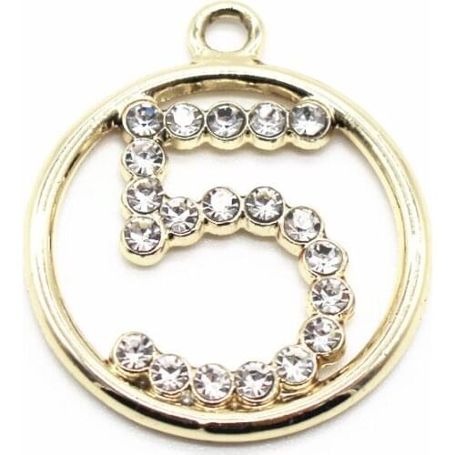 Wholesale 20pcs/lot golden figure 5 Dangle Charms Lobster Clasp Hanging Charm For Bracelet&Pendant Floating Charms Jewelry