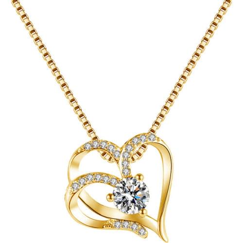 Bright Zircon Heart Pendant Necklace Women Jewelry Trendy 925 Silver Necklace Female Clavicle Accessories Lady Choker Necklaces