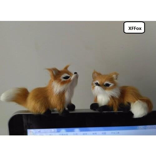 A pair of real life brown fox models plastic&furs cute fox dolls gift about 11-12cm xf1665