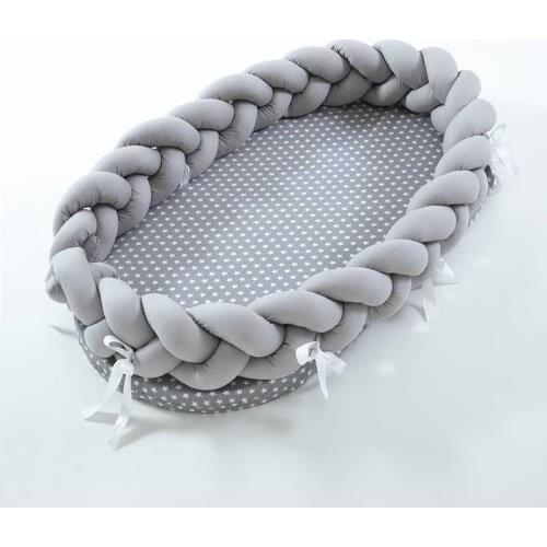 Baby Bed Portable 90*50CM Grey Pink Crib Baby Nest Cot Kids Cradle Childrens Bed Bumper Sides in the Crib Newborn Room Decor