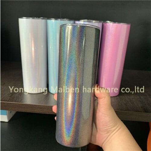 20oz vacuum flask portable tumbler sublimation water cup thin straight cup, rainbow paint, gift cup with straw and lid