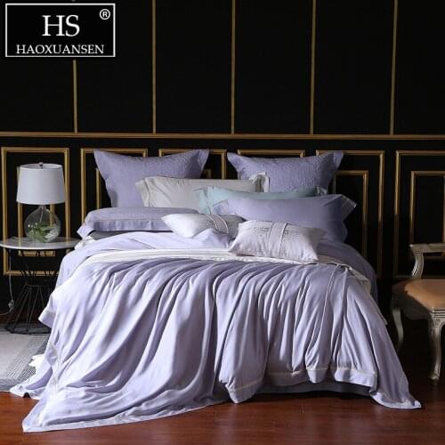 1000 Thread Count Purple 4 Piece Bedding Sets 100% Tencel Lyocell Double Bed Linen Set Queen King Size Durable Breathable Sheets
