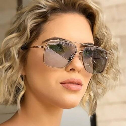 Metal Rimless Pilot Mens Sunglasses New Luxury Brand Fashion Gradient Sunglasses Man Vintage Shades Oculos De Sol 2A103