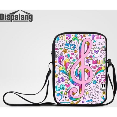 Women Custom Travel Crossbody Bags Oxford Female Fashion Messenger Bag Girls Musical Note Print Small Flap Teenager Mini Satchel