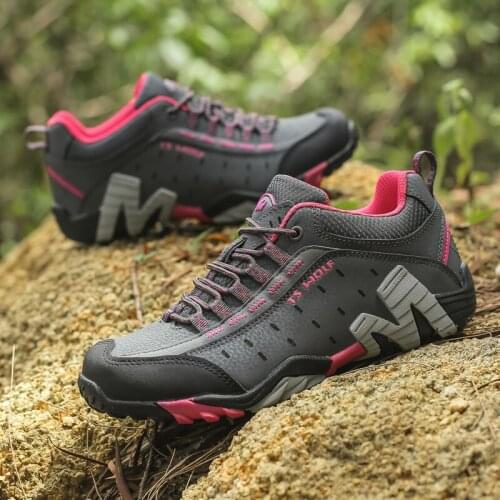 Women Outdoor Sport Genuine Leather Hiking Shoes Ladies Breathable Trekking Shoes Hiking Sneakers Walking Shoes Ankle Boots New