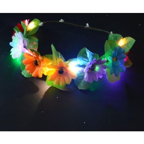 6 Pack LED Flower Headband Light Up Wreath Crown Luminous Headdress Headpiece for Women Girls Wedding Festival Glow Party