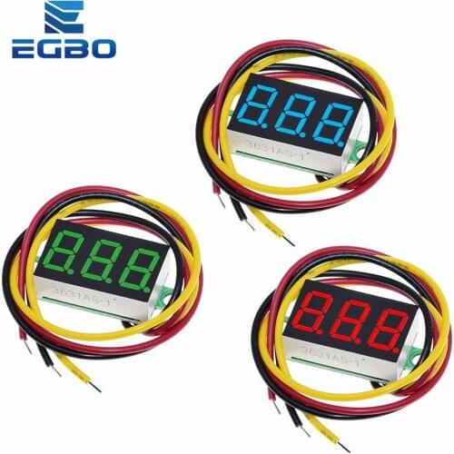1PCS 0.36 Inch 0.36" Digital Voltmeter Red Green Blue DC 0V-100V Three Lines 3 digit Voltage Panel Meter Display led Color