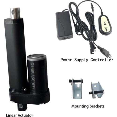 12v 25mm-1000mm Stroke Linear Actuator + Power Supply and Hand Controller +Mounting Brackets For Bed or Door Window