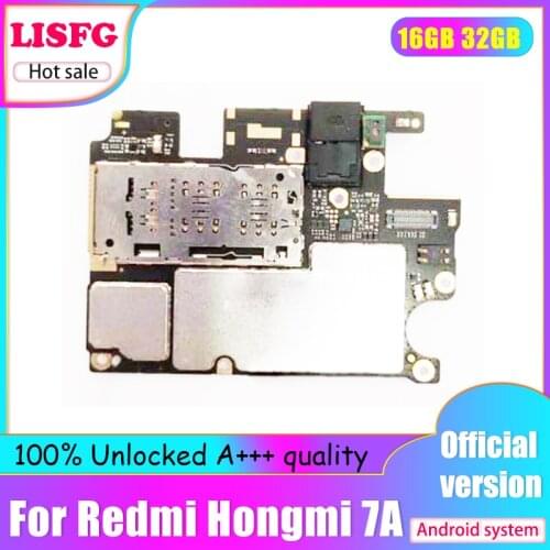 16GB 32GB 100% Unlocked For Xiaomi Redmi 7A Hongmi 7A Motherboard MainBoard Logic Board With Full Chips Circuits Flex Cable
