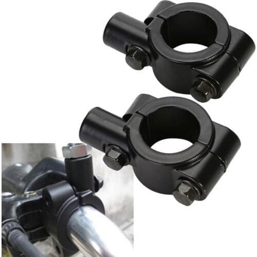 2pcs Universal Motorcycle 10mm Mirror Adaptor Mount Clamp Rear View Mirrors Holder Brackets Support Kit 22mm 7/8" Handlebar