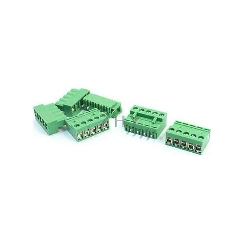 5Pcs 300V 10A 5.08mm Pitch 5Pin PCB Screw Terminal Block Connector Green