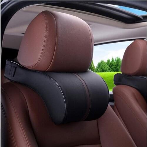 Car headrest neck cushion seat cushion safety seat cushion leather memory foam car styling accessories