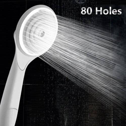 White High Pressure Shower Head Bathroom 80 Holes Water Saving Shower Head Powerfull Boosting Spray Bath Handheld Shower Head