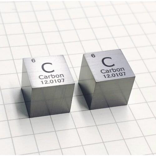 Free shipping 6-sided Mirror Polished Double-sided Engraved 10mm Carbon Cube C≥99.99