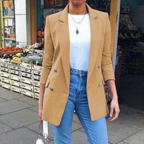 New Women Blazers Office Lady Slim Long Sleeve Solid Color Coat Fashion Elegant Female Long Suit Womens Jackets Fashion