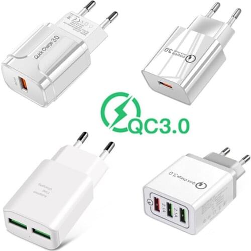 QC 3.0 USB Fast Charger for iphone 12 7 8 X XS For Samsung A32 Huawei P30 Xiaomi POCO M3 X3 Redmi 9A Mobile phone Charge adapter