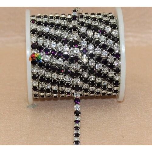 10yards SS16 4mm Close Set Amethyst Alternative Crystal Chain in Silver For DIY Jewelries Browbands Garment Wedding decoration