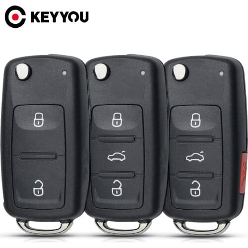 KEYYOU Free Shipping Folding Car Key Case For Volkswagen VW Touareg DKT0042 Tiguan Golf Sagitar Polo MK6 Passat b6 2/3/4 Buttons