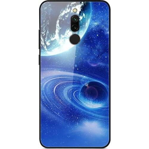 Case For Xiaomi Redmi 8 Phone Case Tempered Glass Case Back Cover Star Sky Pattern
