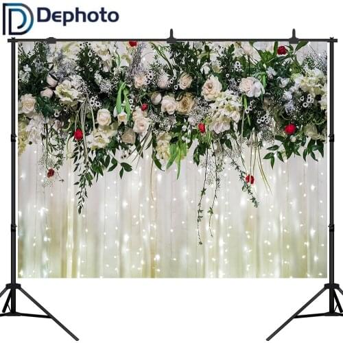 Dephoto Bridal Floral Wall Backdrop Wedding Photography Background Dessert Flowers Decoration Props Party Photo Shoot Backdrop