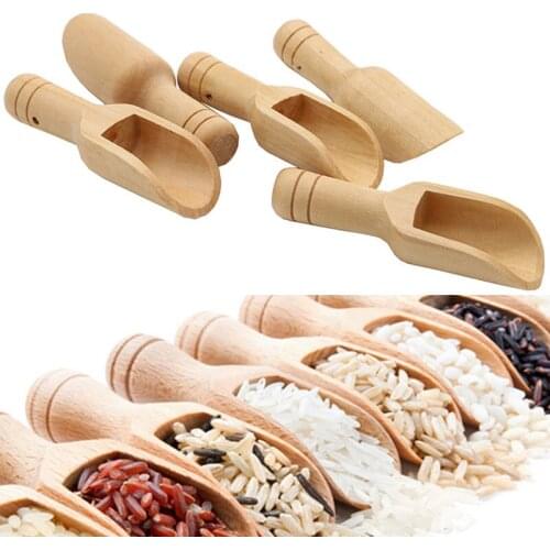Wooden Condiment Scoop Coffee Beans Rice Soup Wood Spoon Bath Salt Scoops Kitchen Gadgets Tableware Sugar Spoons Cooking Tools