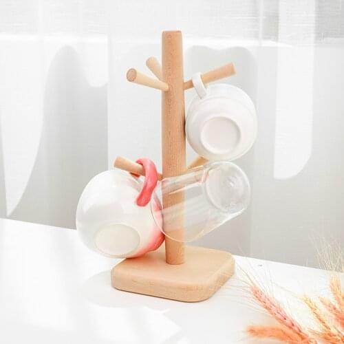 Japanese Beech Wood Cup Holder Creative Cup Drain Rack Household Water Cup Hanger