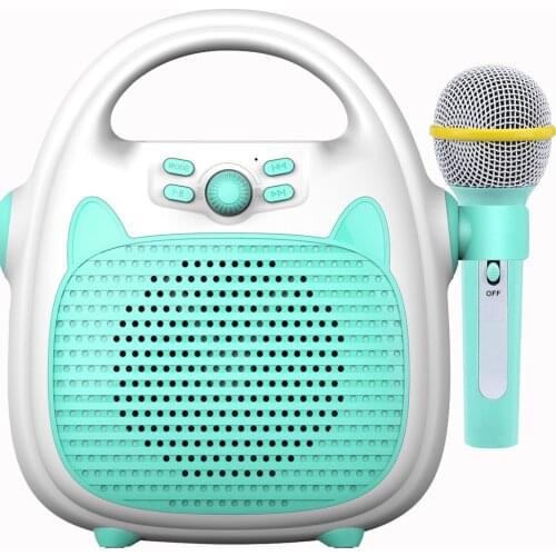 Kids Karaoke Machine Rechargeable Portable Karaoke Speaker with Microphone BT/Memory Card/USB Connectivity Lights for Boys Girls