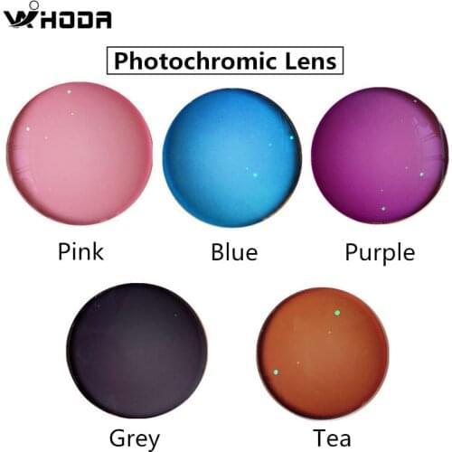 1.56 Index Photochromic Pink, Grey, Tea, Purple, Blue Lens,Change Color Prescription Glasses Lenses For Myopia