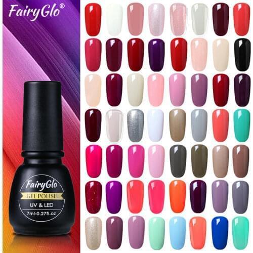 FairyGlo 7ml Pure Color Gel Nail Polish Soak Off UV LED Hybrid Varnish Semi Permanent Gel Lacquer For Manicure Nail Art Gellak