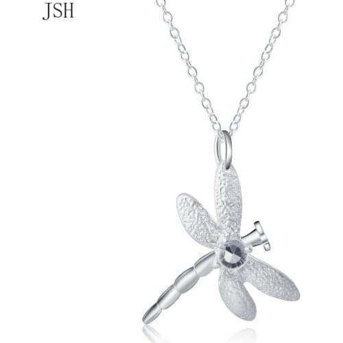Hot sale silver for women cyrstal dragonfly pendant necklace jewelry silver jewelry fashion cute wedding party lover cute p011
