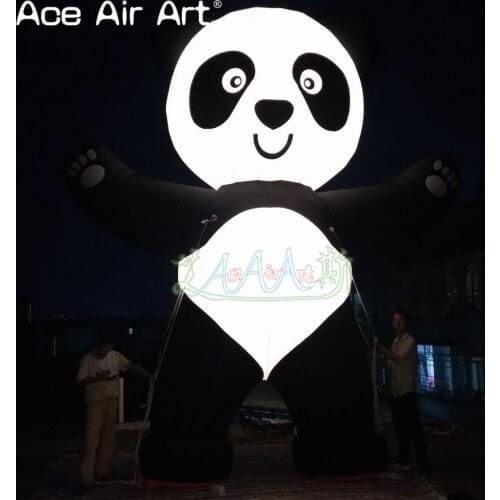 Customized advertising inflatable product cartoon for outdoor with led lights giant inflatable panda