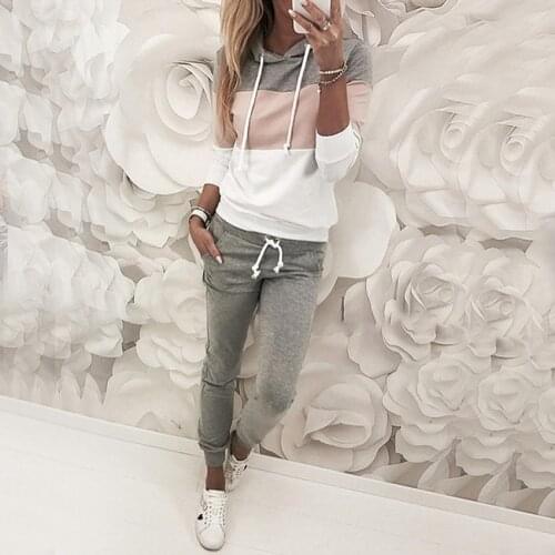 DREES 2 Piece Set Suit Women Casual Tracksuit Pullover Trousers Top+Pants Suit Full Striped sport 2-piece set Fall Cheap Clothes