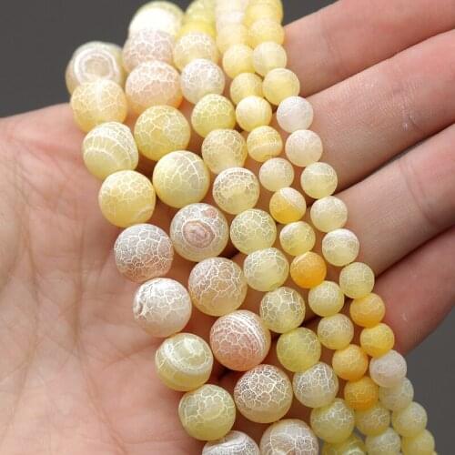 MINHIN Natural Stone Round Beads Yellow Frost Agates Onyx 6 8 10mm Loose Spacer Beads For Making Jewelry