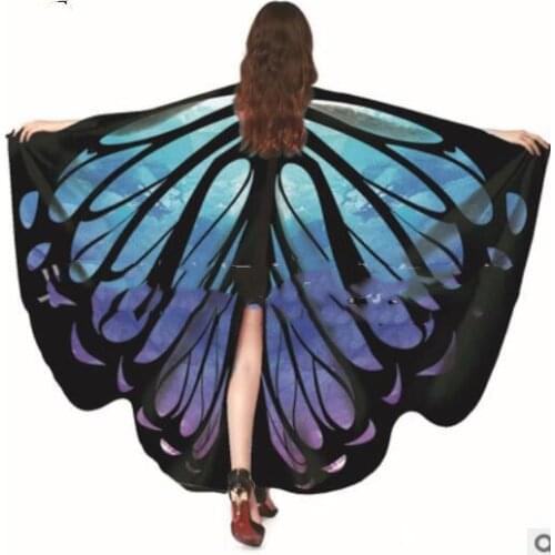 Hot Sell Women Butterfly Wings Shawl Soft Fabric Butterfly Shawl Fairy Ladies Nymph Pixie Costume Accessory Sky Blue Adults