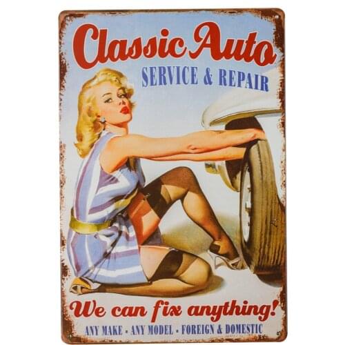 Metal Tin signs "Classic Auto GARAGE" Full Service Repair we can fix anything Garage Wall Decor