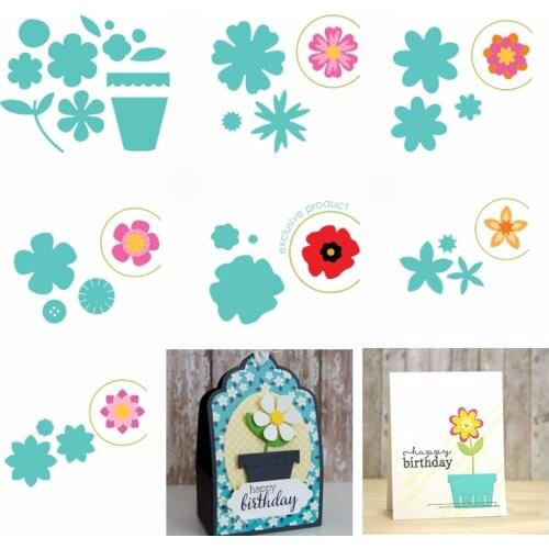 7 Types Layered Flower Petal Leaves Vase Metal Cutting Dies Stencil For Craft Cards DIY Scrapbooking Decor Album Making 2019 New