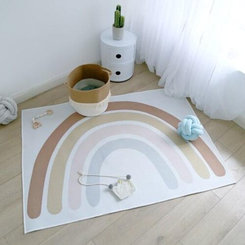 Cartoon Rainbow Carpet Ins Nordic Kids Room Carpets Soft Baby Crawling Mats Cute Children Play Pad Comfort Bedroom Rugs