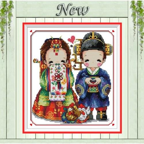 Korean wedding cartoon home decor paintings counted printed on canvas DMC 11CT 14CT kits Cross Stitch embroidery needlework Sets