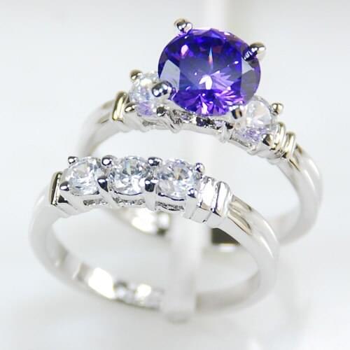 Wholesale & Retail Brand New Purple Crystal Zircon 925 Sterling Silver Engagement Wedding Ring R292 USA size 6 7 8 9 10